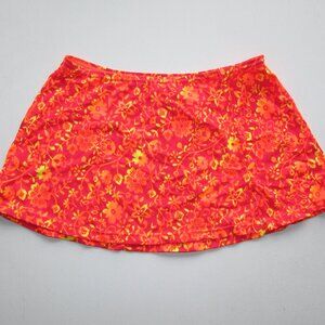 Red Orange Tropical Print Swim Skirt Coverup - 5/6 - NEW